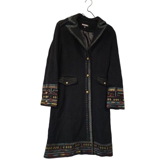 Vintage Jackets & Blazers - Y2K Vintage XOXO Tribal Embroidered Coat. Wool Cashmere Blend.